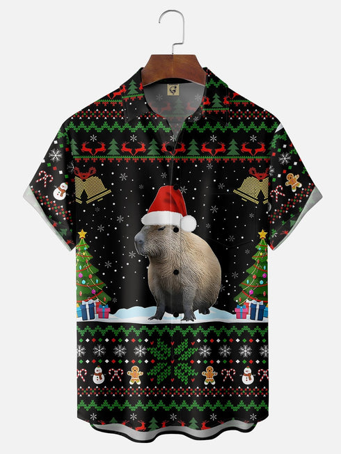 Men's Christmas Funny Graphic Short Sleeve Hawaiian Shirt